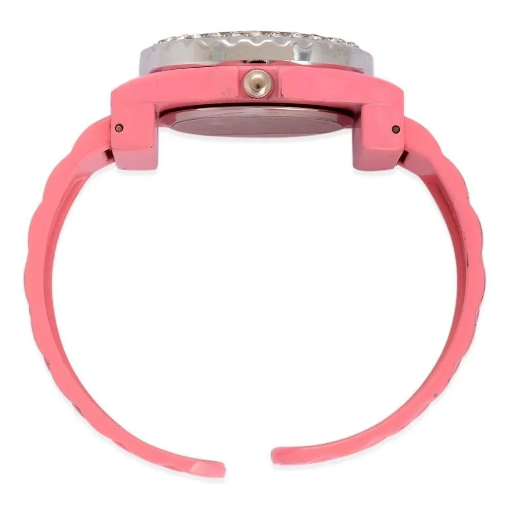 STRADA Watch Cuff Austrian Crystal Pink